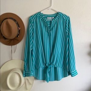 Blouse Teal striped
